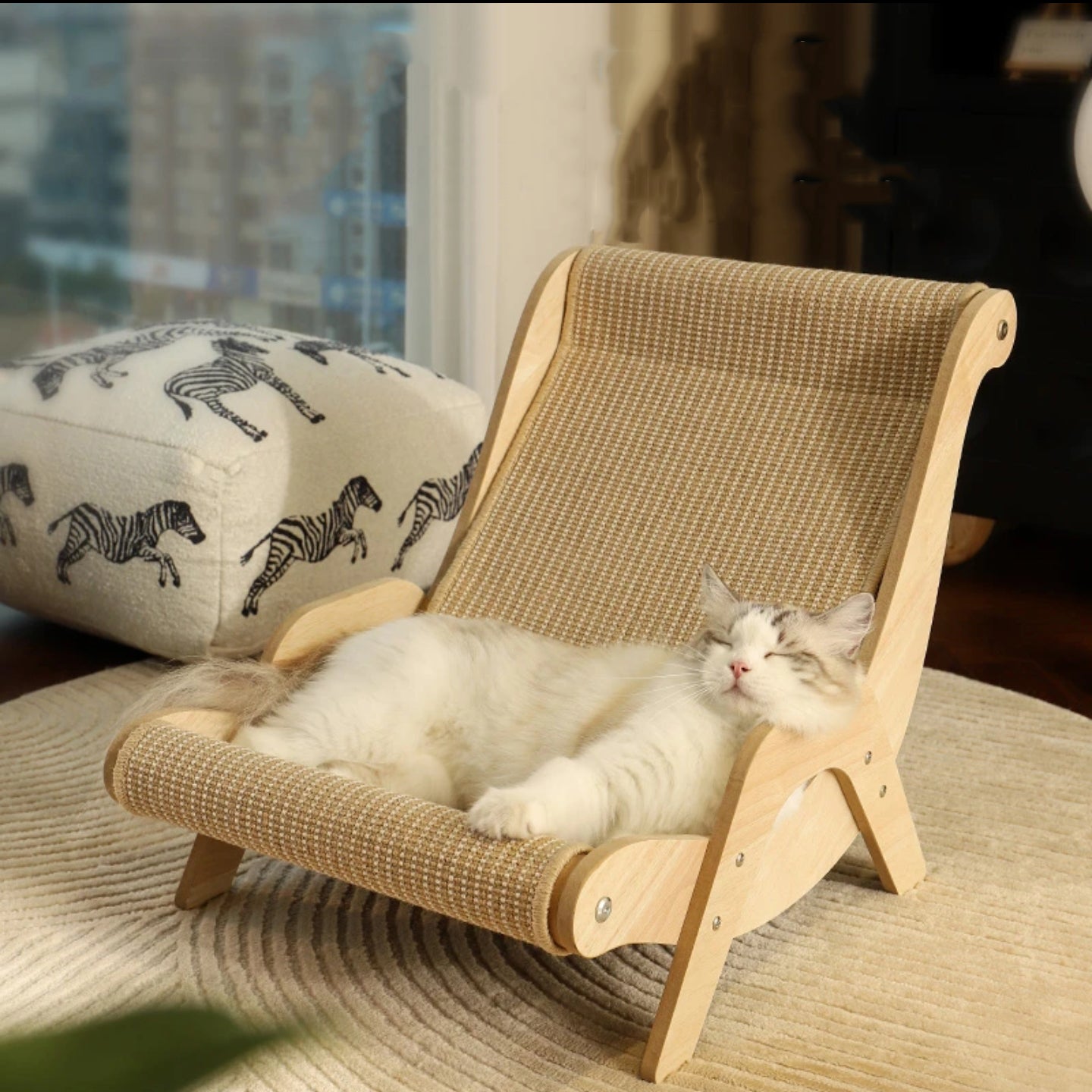Cat Sisal Chair, Cat Lounger, Cat Scratcher, Cozy Cat Lounger with Sisal mat